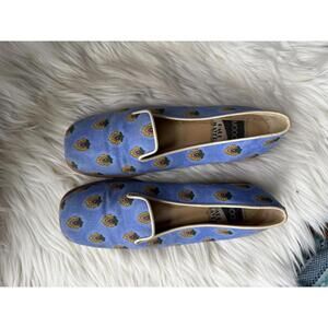 Paul Mayer Moods Blue Patterned Slip-On Flats